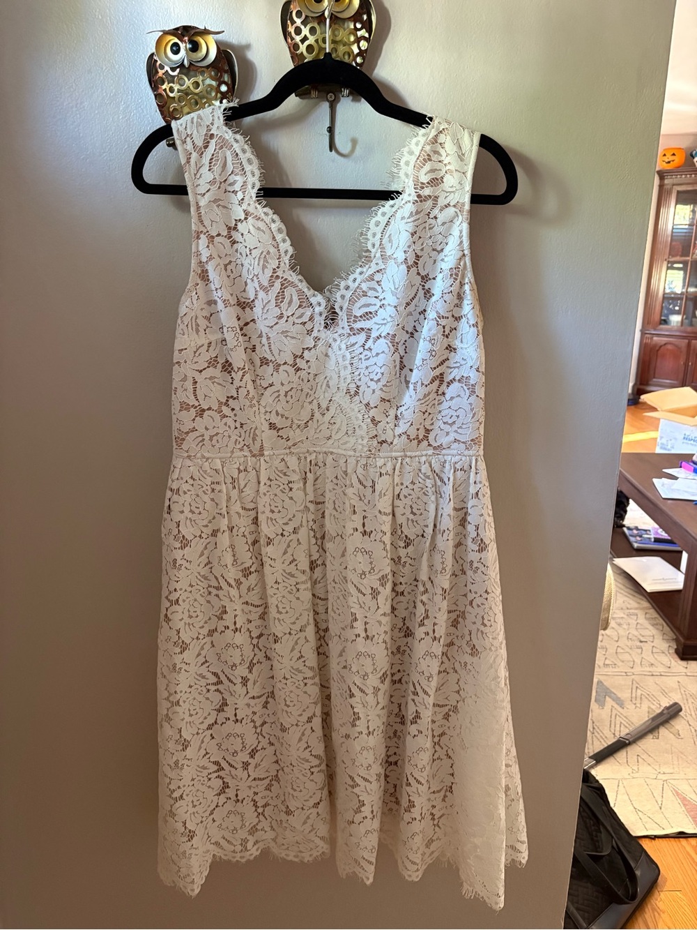 Lulu's White Lace V-Neck Mini Dress